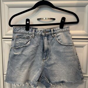 Abrand Blue High Waist Denim Shorts